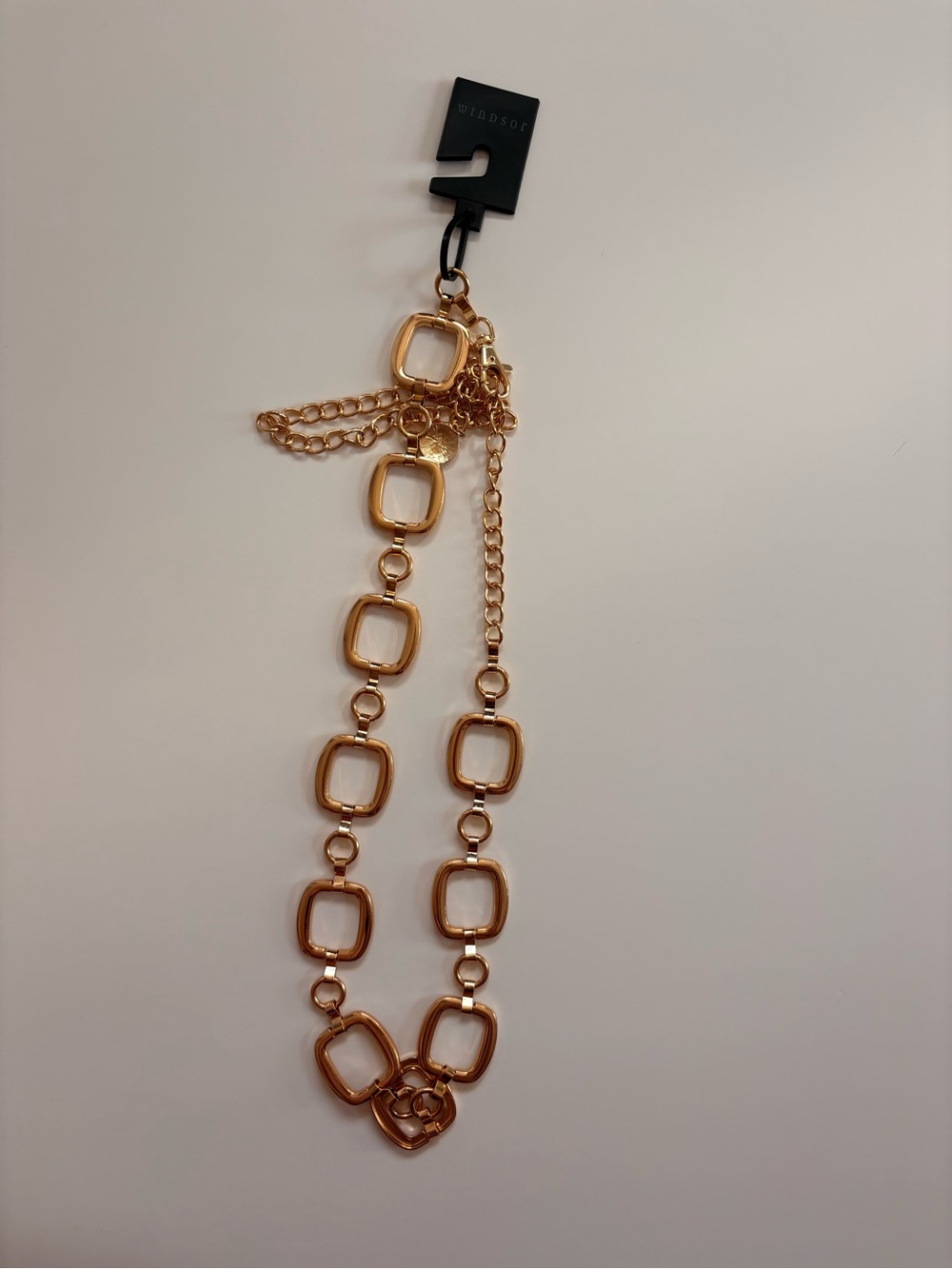 Windsor Polished Gold Open-Square Link Necklace